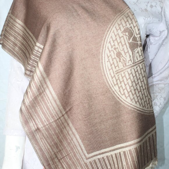 HERMES Scarf Shawl Wrap Stole 65% Cashmere 35% Silk Multicolor Used - Picture 5 of 14